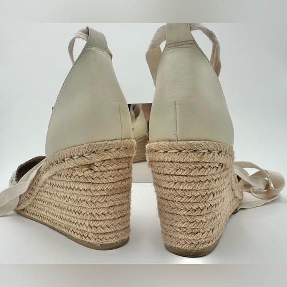 Wedge Espadrille White Closed Toe with Leg Wrap by Just Fab - Picture 4 of 9